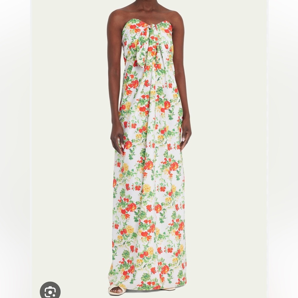 Caroline Costas Kaia floral print strapless dress